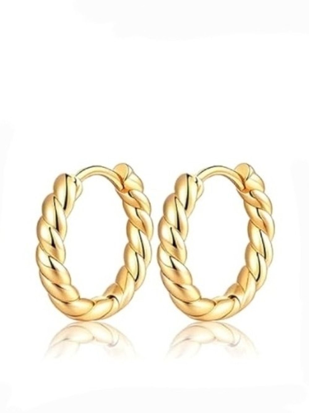 Gold-Tone Twisted Rope Huggie Hoop Earrings for Women - Elegant BNIB